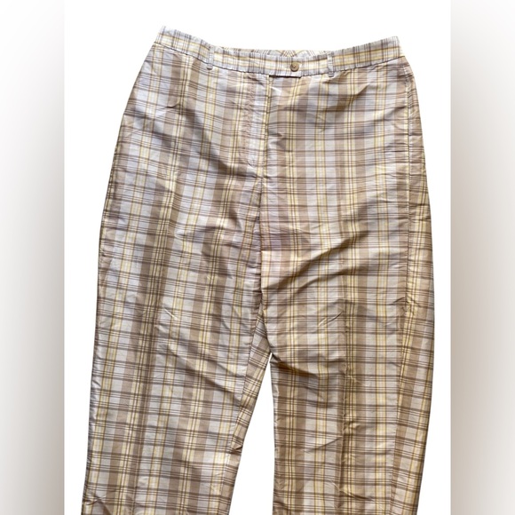 Anne Klein Plaid VTG Silk Flat Front Ankle Pants Trouser Vintage 12 - Picture 1 of 8